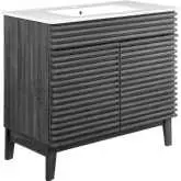 Render 36" Bathroom Vanity in Charcoal Gray Finish & White Ceramic