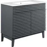 Render 36" Bathroom Vanity in Gray Finish & White Ceramic