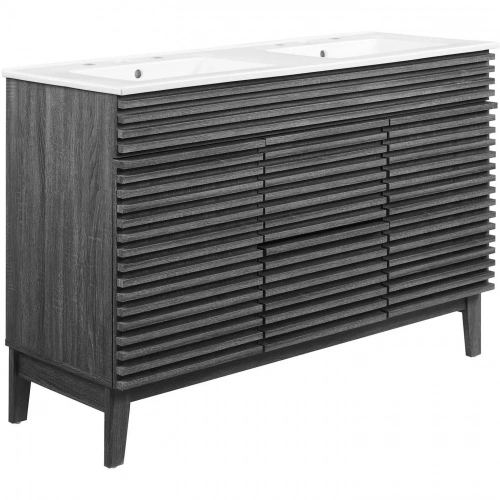 Render 48" Double Sink Bathroom Vanity in Charcoal Gray Finish & White Ceramic