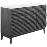 Render 48" Double Sink Bathroom Vanity in Charcoal Gray Finish & White Ceramic