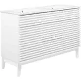 Render 48" Double Sink Bathroom Vanity in White Finish & White Ceramic