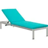 Shore Outdoor Patio Aluminum Chaise with Turquoise Fabric