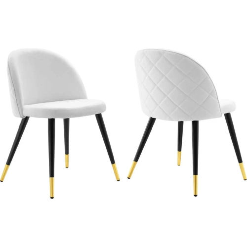 Cordial Dining Chair in White Fabric & Black Metal (Set of 2)