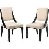 Cambridge Dining Chair in Beige Fabric & Wood (Set of 2)