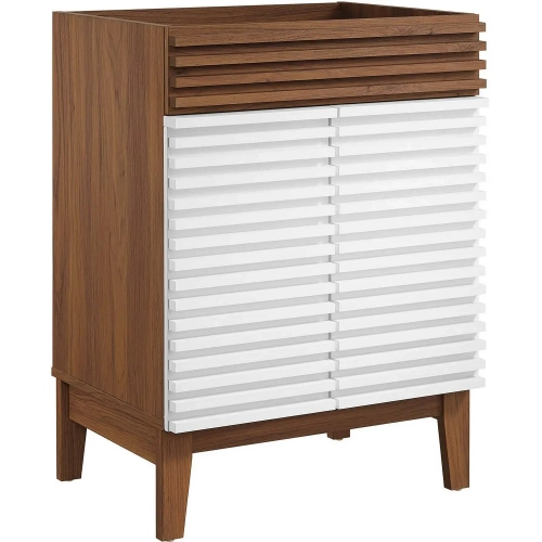 Render Bathroom Vanity in White & Walnut Finish (Sink Not Included)