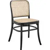 Winona Dining Chair in Black Wood & Natural Rattan