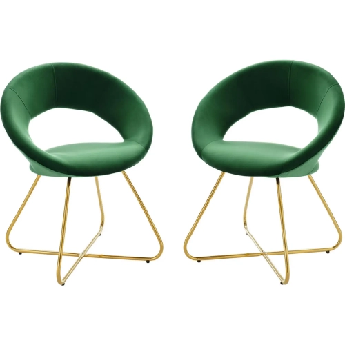 Nouvelle Dining Chair in Emerald Green Velvet & Gold Metal (Set of 2)