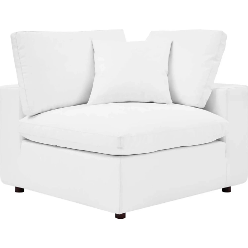 Commix Down Overstuffed Corner Chair in White Vegan Leather