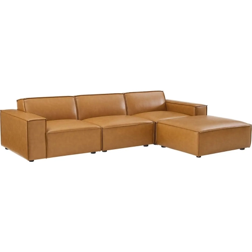 Restore 4 Piece Sectional Sofa in Tan Vegan Leather
