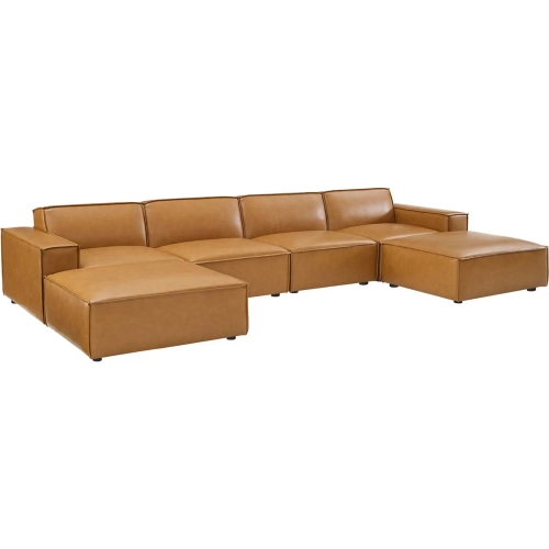 Restore 6 Piece Sectional Sofa in Tan Vegan Leather