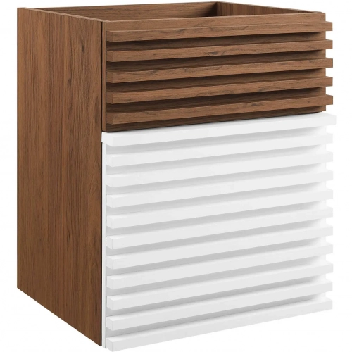 Render 18" Wall Mount Bathroom Vanity (Sink Not Included) in White & Walnut Finish