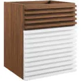 Render 18" Wall Mount Bathroom Vanity (Sink Not Included) in White & Walnut Finish