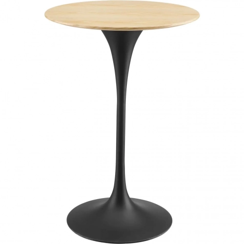 Lippa 28" Bar Table in Natural Wood Finish & Black Metal