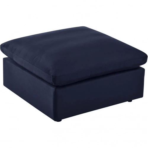 Commix Overstuffed Outdoor Ottoman in Navy Blue Fabric