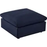 Commix Overstuffed Outdoor Ottoman in Navy Blue Fabric