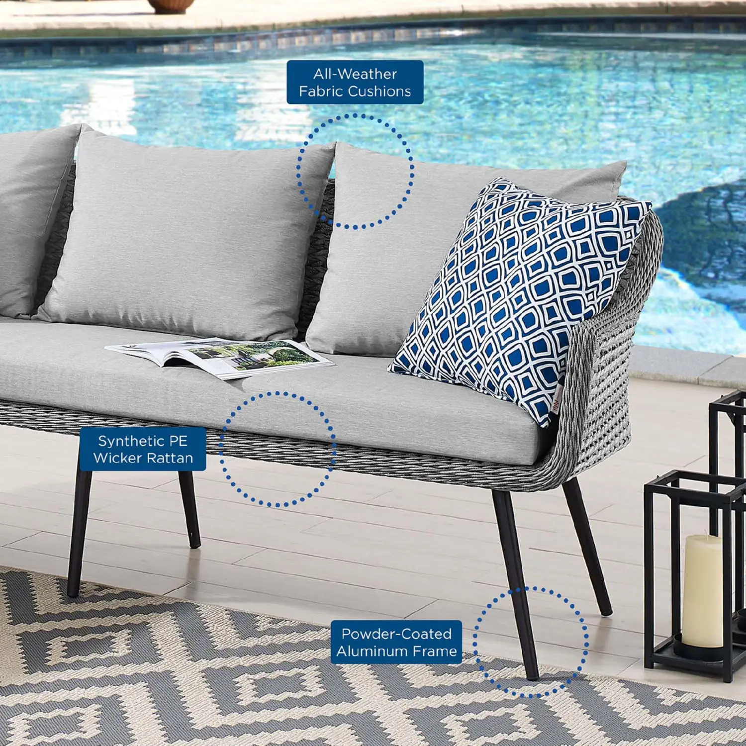 Endeavor Wicker Rattan Outdoor Patio Seating Set - Thumbnail 4