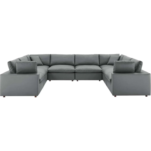 Commix Down Filled Overstuffed 8 Piece Sectional Sofa in Gray Vegan Leather