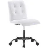 Prim Armless Office Chair in Tufted White Vegan Leather & Black