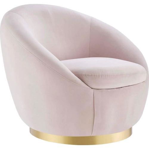 Buttercup Accent Swivel Chair in Pink Velvet & Gold Metal