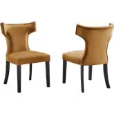 Curve Dining Chair in Cognac Velvet with Nailhead (Set of 2)
