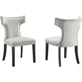 Curve Dining Chair in Light Gray Velvet with Nailhead (Set of 2)