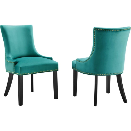 Marquis Dining Chair in Teal Velvet with Nailhead (Set of 2)