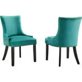 Marquis Dining Chair in Teal Velvet with Nailhead (Set of 2)