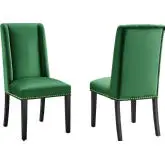 Baron Dining Chair in Tufted Emerald Velvet with Nailhead (Set of 2)