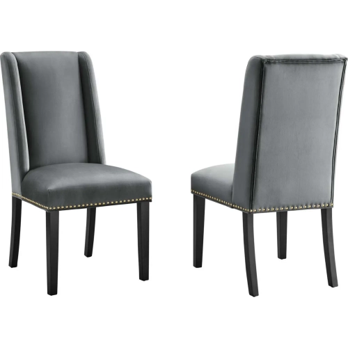 Baron Dining Chair in Tufted Gray Velvet with Nailhead (Set of 2)