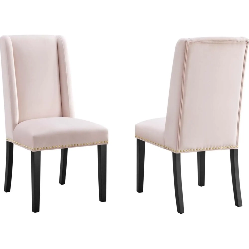 Baron Dining Chair in Tufted Pink Velvet with Nailhead (Set of 2)