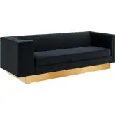 Eminence Sofa in Black Velvet & Brushed Gold Stainless Steel