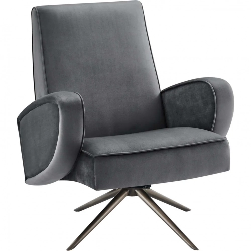 Superior Accent Swivel Chair in Gray Velvet