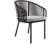 Harbor Outdoor Arm Chair in Gray Rope, Metal & Fabric
