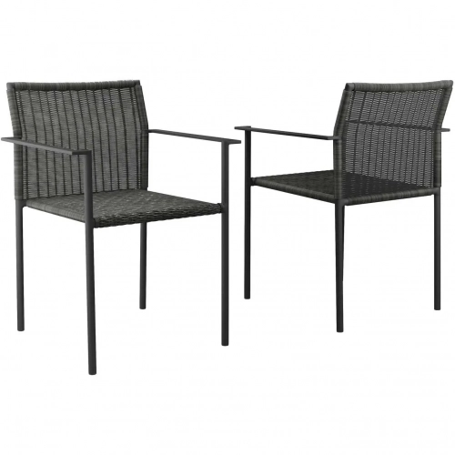 Lagoon Outdoor Dining Arm Chair in Gray PE Rattan & Metal (Set of 2)
