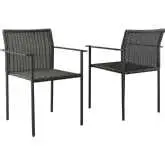 Lagoon Outdoor Dining Arm Chair in Gray PE Rattan & Metal (Set of 2)