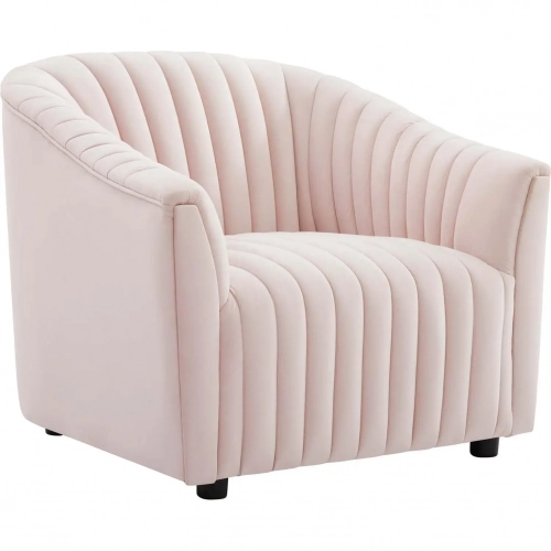 Announce Accent Chair in Channel Tufted Pink Velvet
