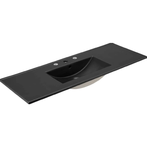 Cayman 48" Single Basin Bathroom Sink in Black Ceramic