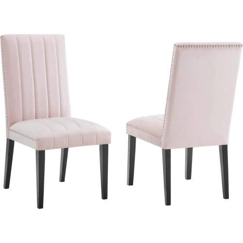 Catalyst Dining Chair in Channel Tufted Pink Velvet (Set of 2)