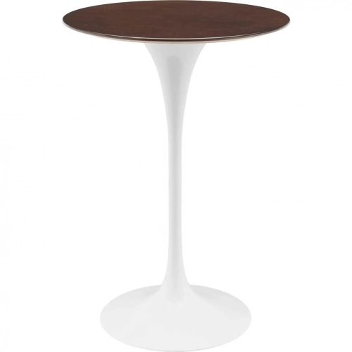 Lippa 28" Bar Table in Cherry Walnut Finish & White Metal