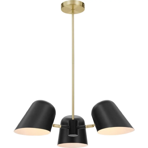 Briana 3 Light Ceiling Pendant Light in Black Metal & Brass
