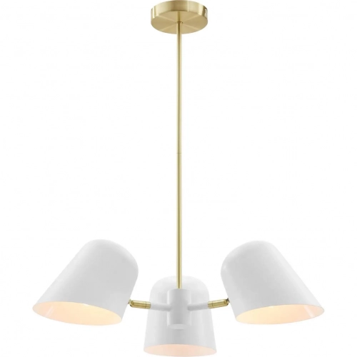 Briana 3 Light Ceiling Pendant Light in White Metal & Brass
