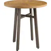 Meadow Outdoor 27.50" Round Dining Table in Natural Teak & Taupe Metal