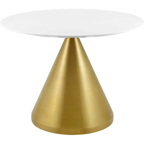 Tupelo 40" Dining Table in White Faux Marble & Gold Steel
