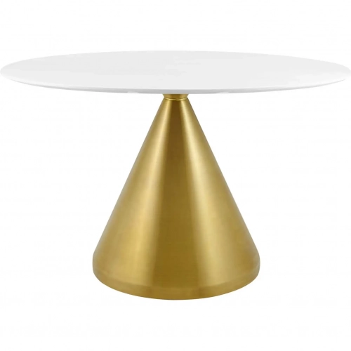 Tupelo 48" Oval Dining Table in White Faux Marble & Gold Steel