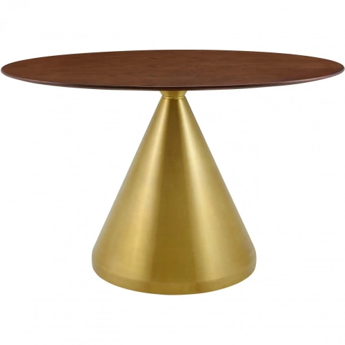 Tupelo 48" Oval Dining Table in Walnut Finish & Gold Steel