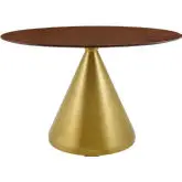 Tupelo 48" Oval Dining Table in Walnut Finish & Gold Steel