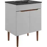Harvest 24" Bathroom Vanity in Gray Wood & Black Ceramic