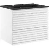 Render 24" Bathroom Vanity in White Finish & Black Ceramic