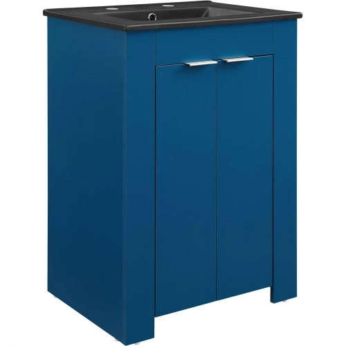 Maybelle 24" Bathroom Vanity in Navy Blue Finish & Black Ceramic