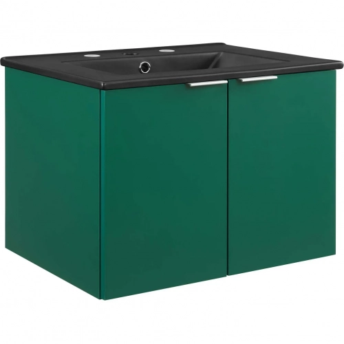 Maybelle 24" Wall Mount Bathroom Vanity in Green Finish & White Ceramic